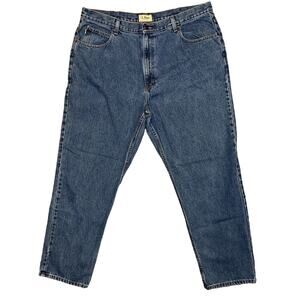 LL Bean Men's Natural Fit Jeans Size 42x32 Straight Leg Mid Rise Stonewashed EUC